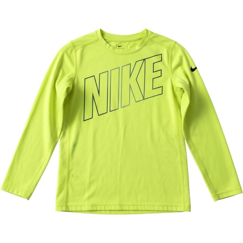Nike Boys Dri-FIT Fitted Long Sleeve Shirt Volt‎ Yellow Neon M 895270-702